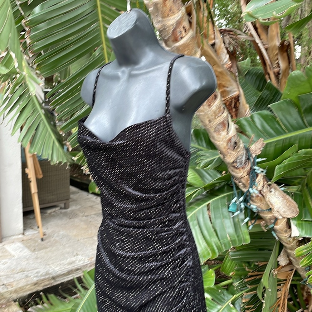 velvet and metallic slipdress with front slit